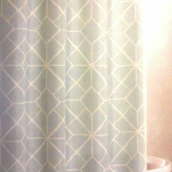 Apt 9 Fabric Shower Curtain Light Blue & White Pretty Mosaic NIP - Picture 6 of 6